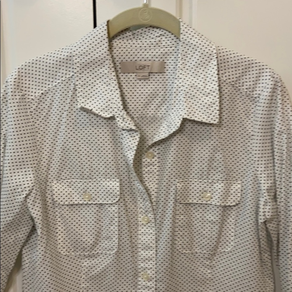 Loft Dot Button Up Collared Top - image 3